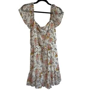 Miami Women's Floral Short Sleeve Dress Size Large Flowy Fairy Cottagecore